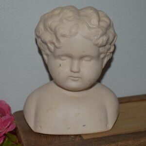 Antique Vintage German Bisque Doll Head and Shoulder Bust Gothic Decor